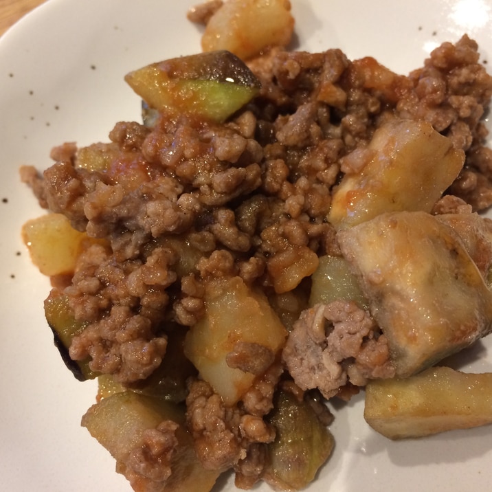 幼児食!ナスとじゃがいものひき肉炒め